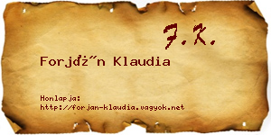Forján Klaudia névjegykártya
