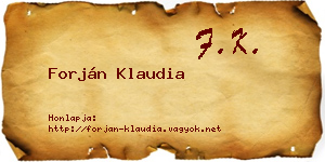 Forján Klaudia névjegykártya